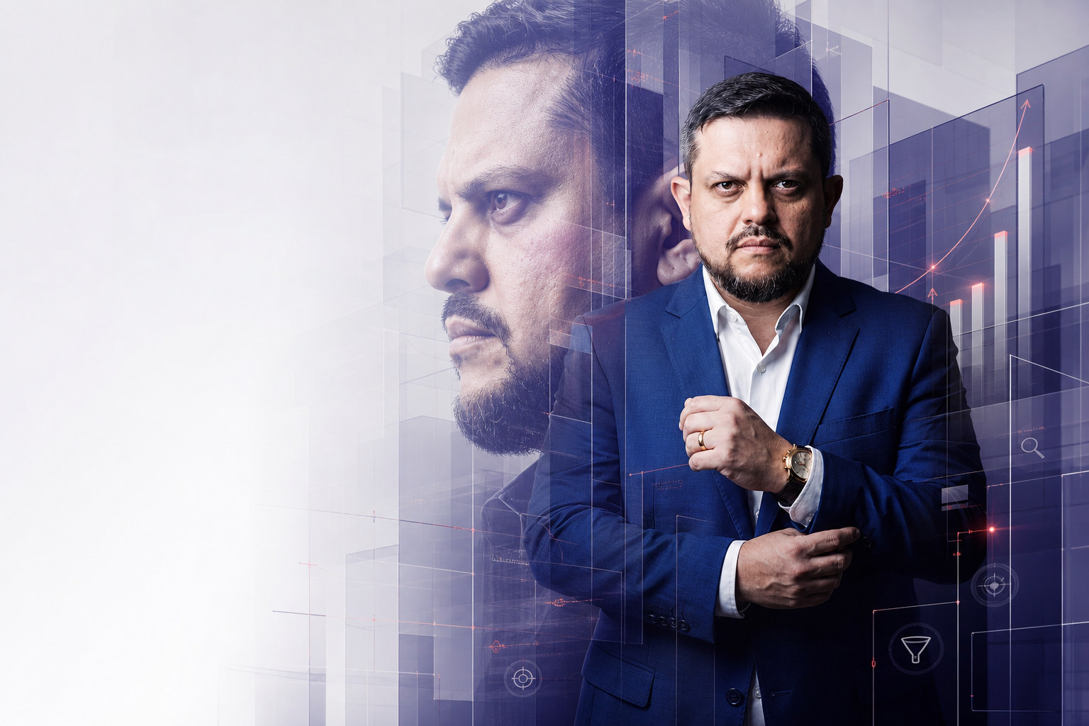 Composição editorial de Thyago Carvalho com camadas de inteligência comercial